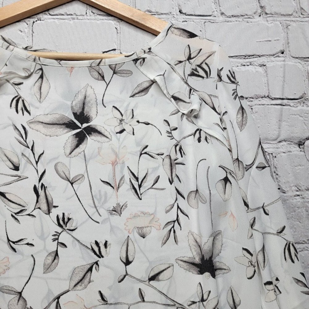 Loft Ruffle Cuff Sheer Floral Petal Sheer Blouse Size S - Picture 5 of 12